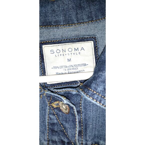 Sonoma Jean Jacket Women's SIZE M Medium Dark Wash 4 Pocket Front Trucker Style - Picture 4 of 10